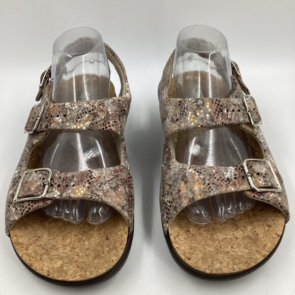 SAS Women's Relaxed Heel Strap Sandal Multisnake Taupe Walking Comfort Sz 9.5 W - Picture 3 of 11